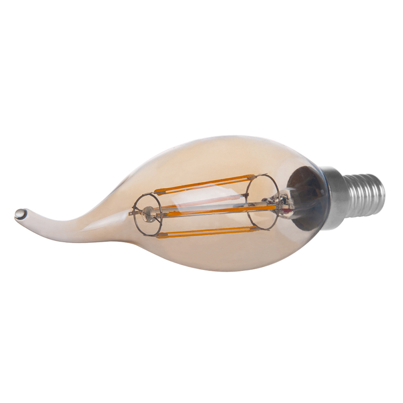 Gold Tint CA10 E12 4W LED Vintage Antique Filament Light Bulb, 40W Equivalent, 4-Pack, AC100-130V or 220-240V